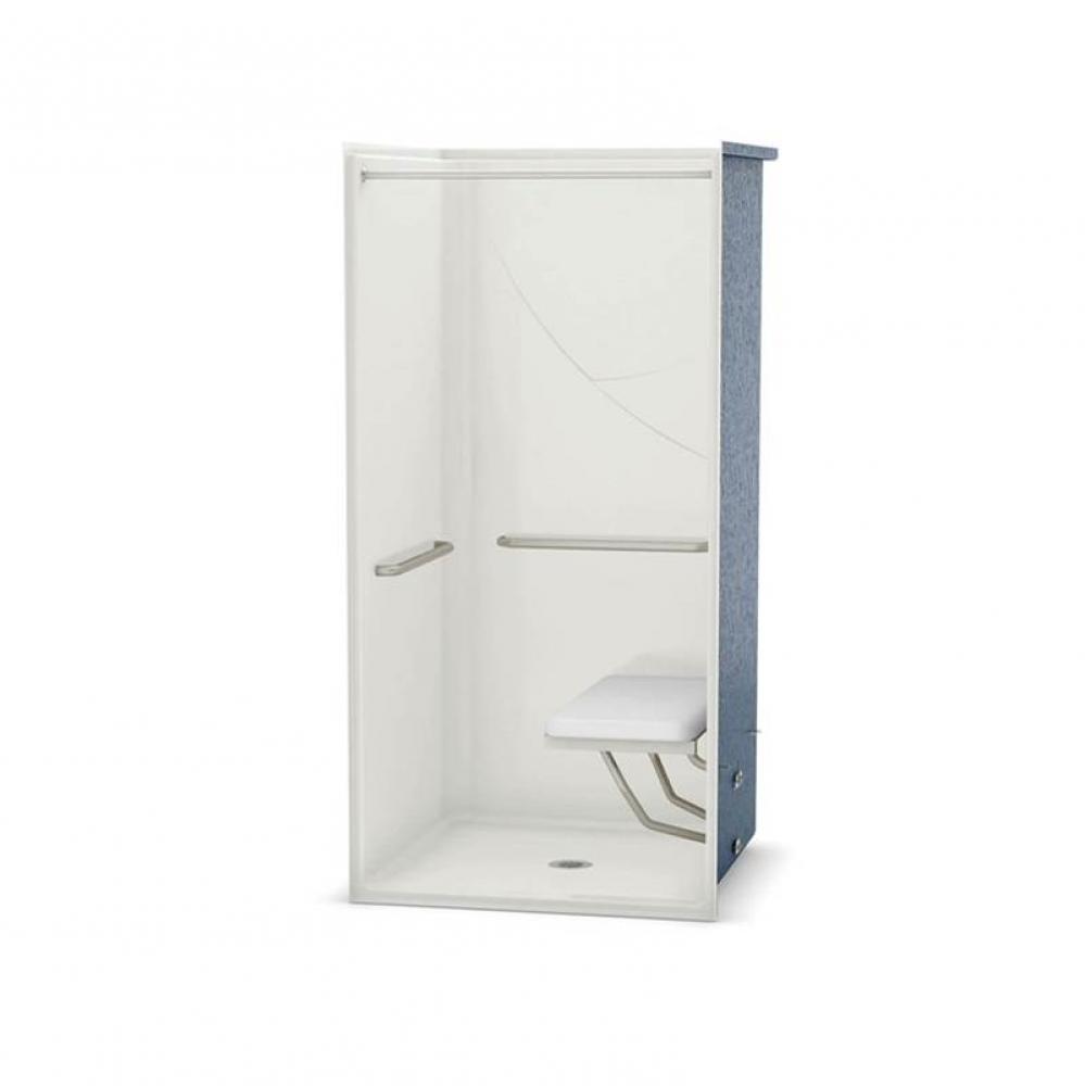 OPS-3636 with MASS Grab Bar and Seat 36 in. x 36 in. x 76.625 in. 1-piece Alcove Shower with Left-
