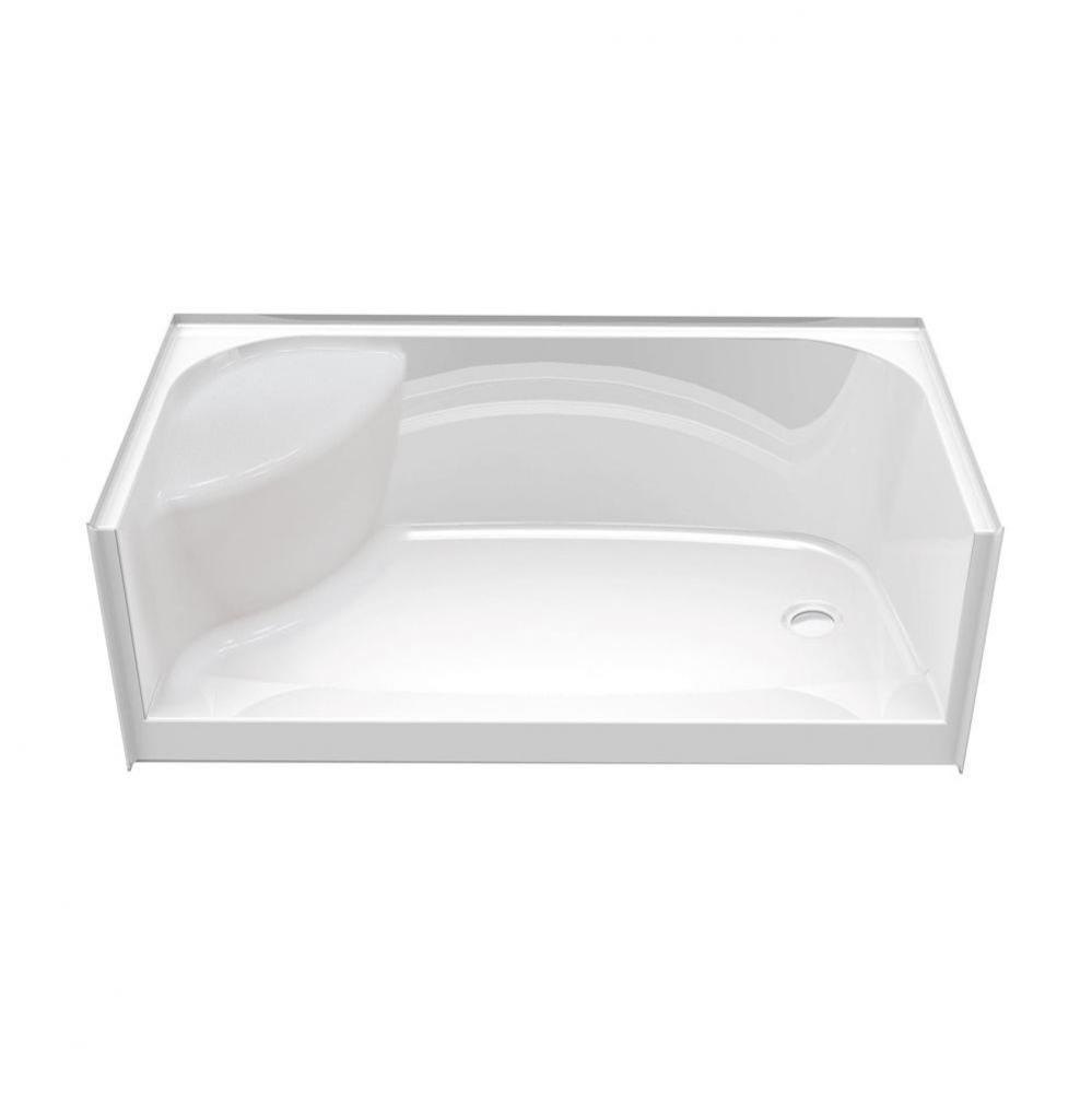 SPS 3448 AFR 47.875 in. x 33.625 in. x 22.125 in. Shower Base with Left Seat, Center Drain in Whit