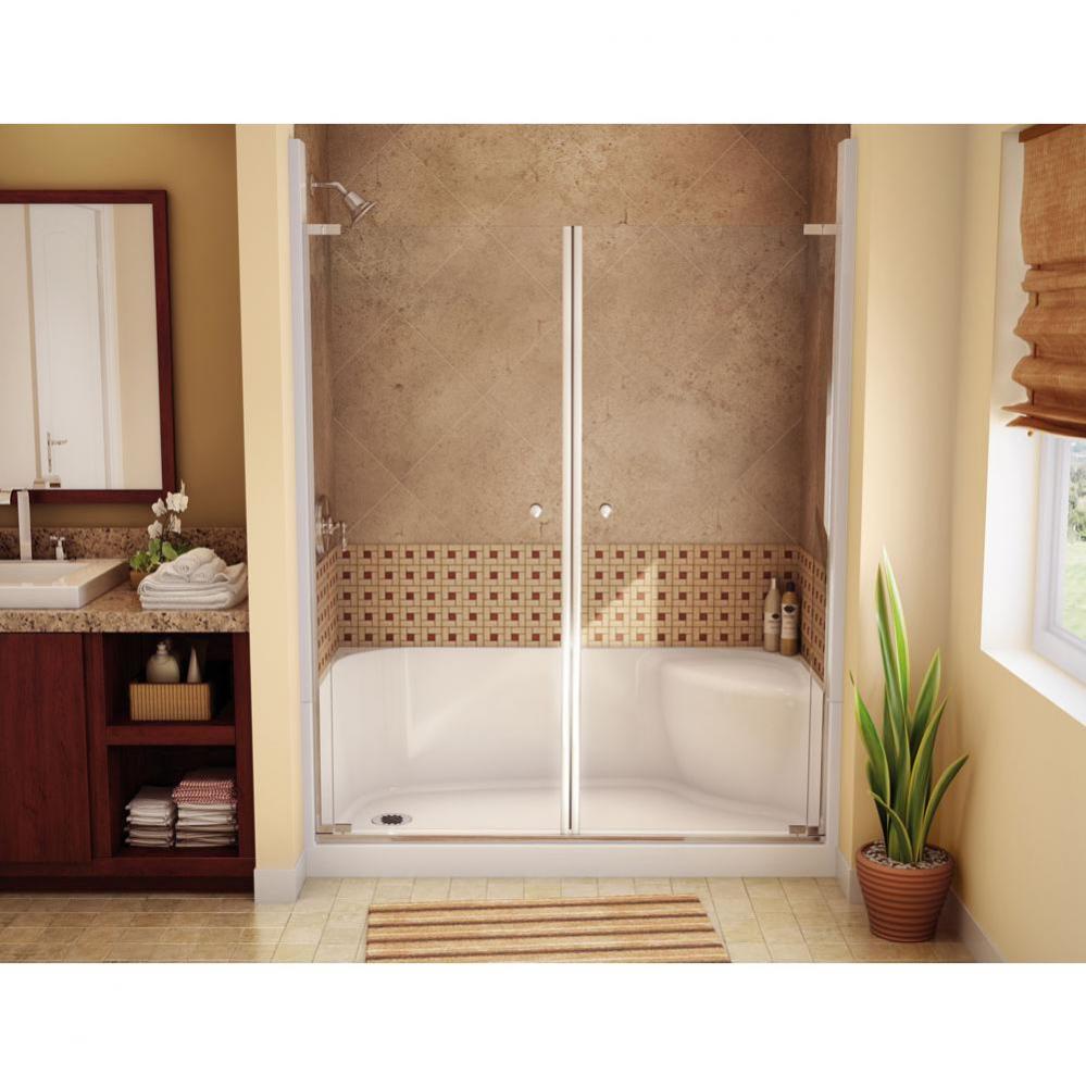 SPS 3060 AFR 59.875 in. x 30 in. x 22.125 in. Shower Base with Left Seat, Right Drain in Biscuit