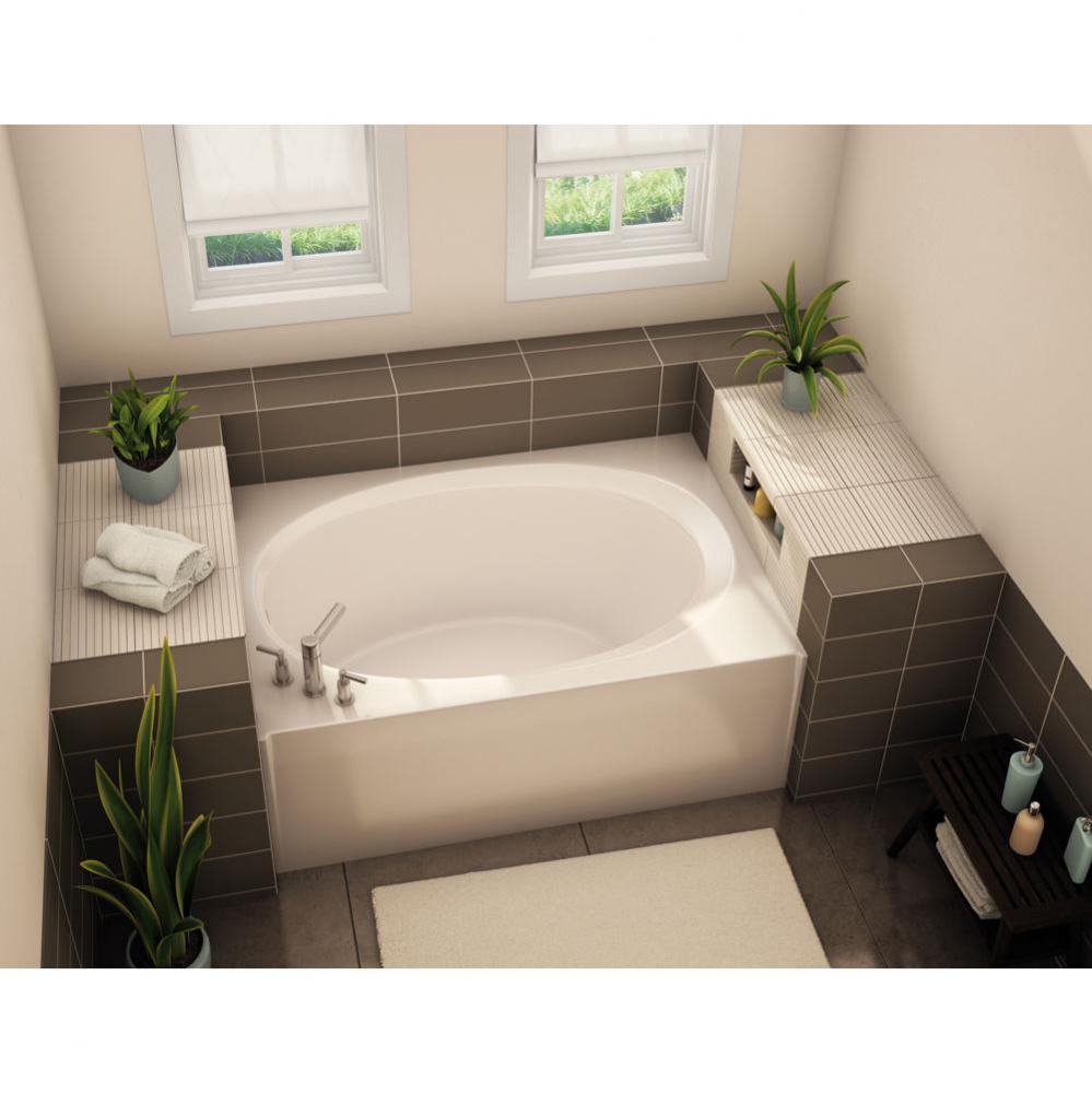 OVA-4260 60 in. x 42 in. Oval Alcove Bathtub with Right Drain in Biscuit