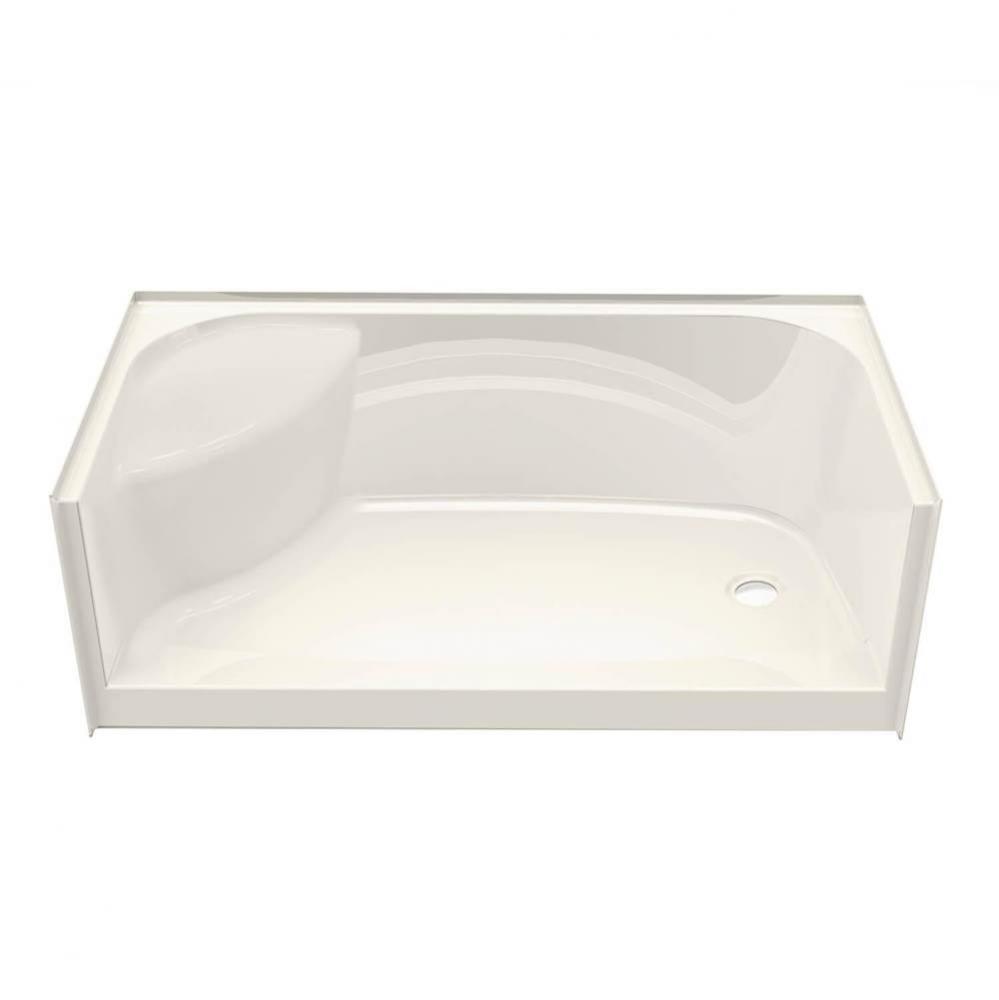 SPS 3060 AFR AcrylX Alcove Center Drain Shower Base in Biscuit