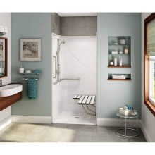 Aker 141327-000-002-125 - OPS-3636-RS AcrylX Alcove Center Drain One-Piece Shower in White - Complete Accessibility Package