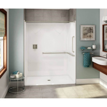 Aker 141462-000-002-131 - OPS-6036 AcrylX Alcove Center Drain One-Piece Shower in White - ANSI Grab Bar