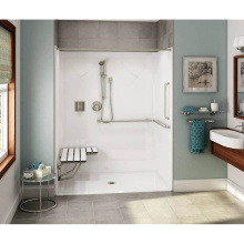 Aker 141467-000-002-141 - OPS-6036-RS AcrylX Alcove Center Drain One-Piece Shower in White - ANSI compliant