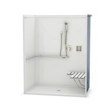 Aker 141298-R-000-004 - OPS-6036 AcrylX Alcove Center Drain One-Piece Shower in Bone - ADA Compliant (with Seat)