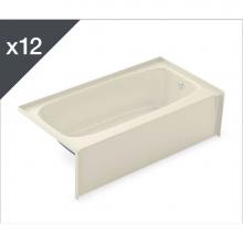 Aker 141356-AFR/L-002-004 - TO-3060 - Job pack of 12 Alcove Bathtubs with Left Drain in Bone