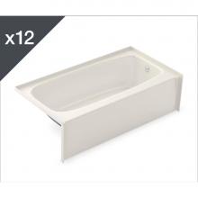 Aker 141356-AFR/R-002-007 - TO-3060 - Job pack of 12 Alcove Bathtubs with Right Drain in Biscuit