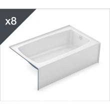 Aker 141360-R-002-002 - TO-3660 AFR - Job pack of 8 AFR Alcove Bathtubs with Right Drain in White