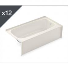 Aker 141363-AFR/L-002-007 - TO-2954 - Job pack of 12 Alcove Bathtubs with Left Drain in Biscuit