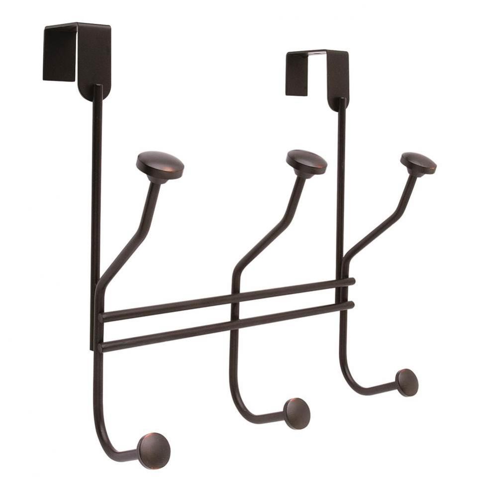 3 Hook Oil-Rubbed Bronze Over-the-Door Hook Rack