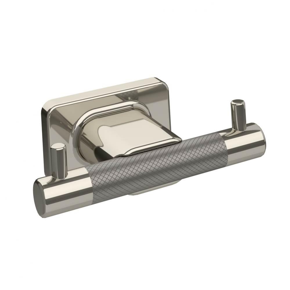 Esquire Double Robe Hook in Polished Nickel/Stainless Steel