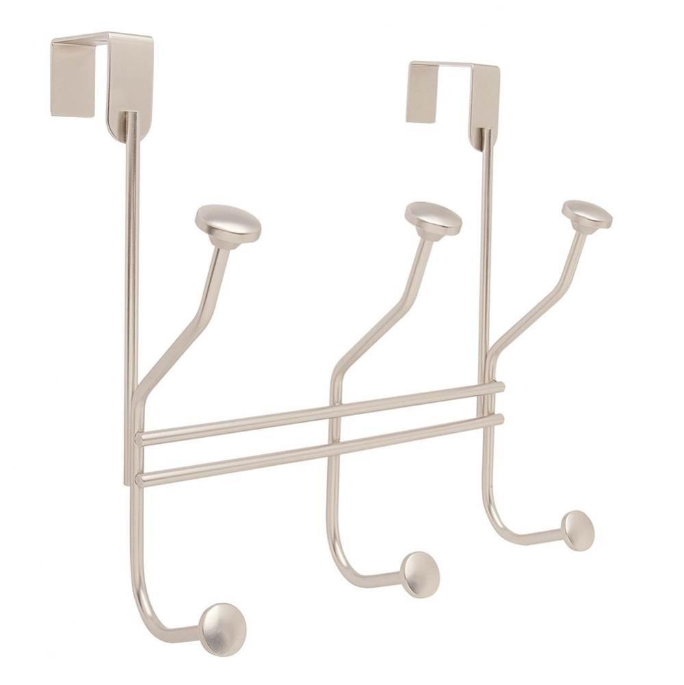 3 Hook Silver Over-the-Door Hook Rack