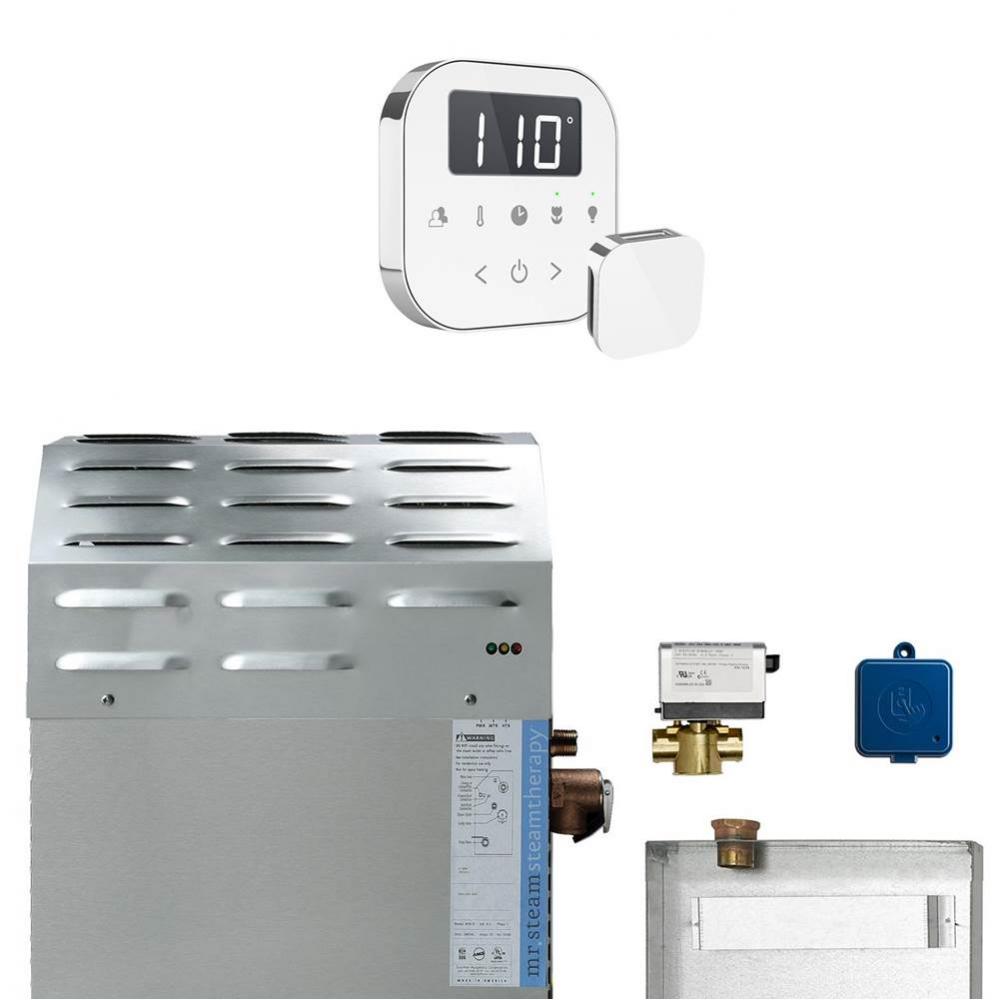 Super (AirButler) 12 kW (12000 W) Steam Shower Generator Package with AirTempo Control in White Po