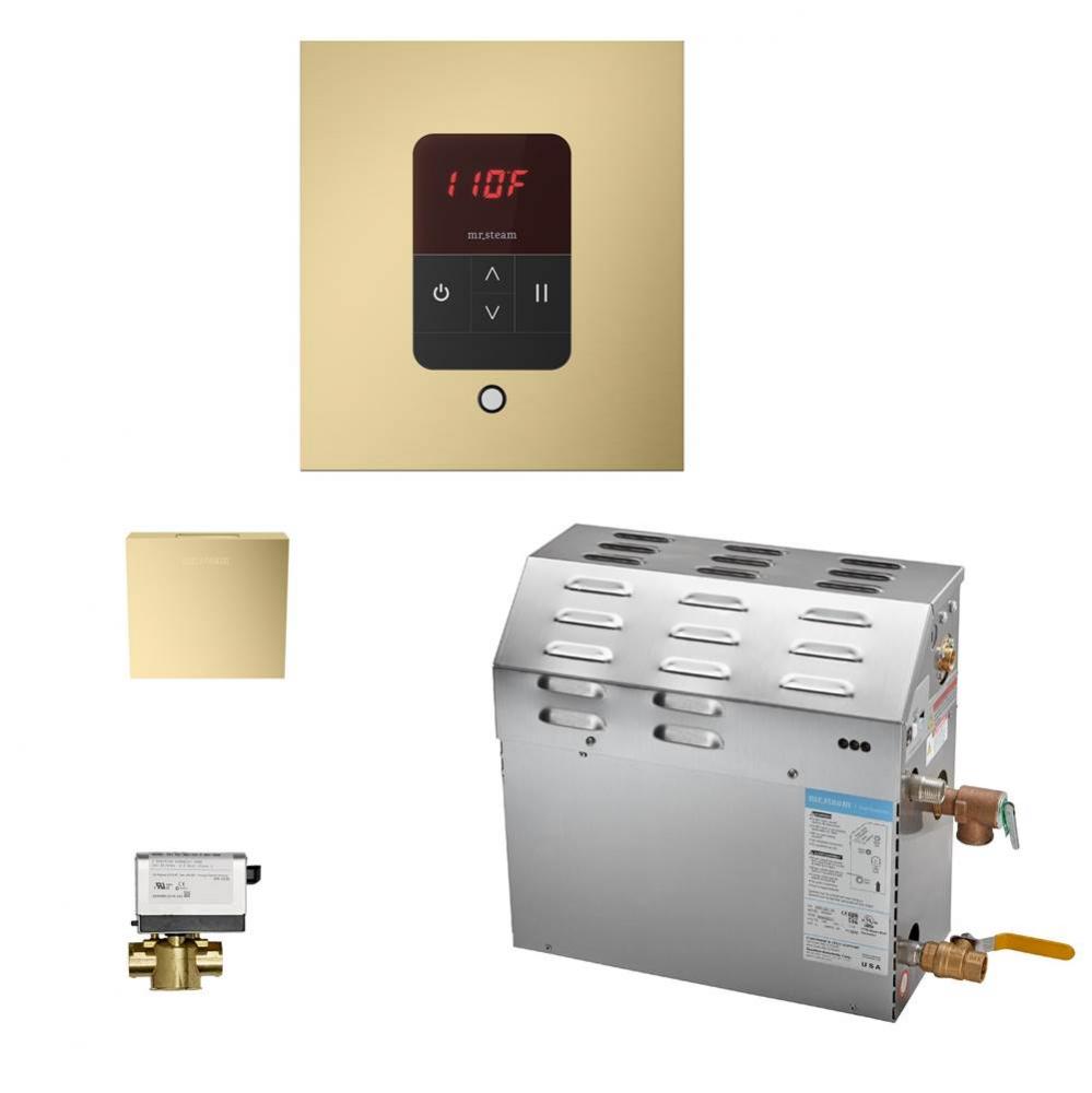 MS (iTempo) 5 kW (5000 W) Steam Shower Generator Package with iTempo Control in Square Satin Brass