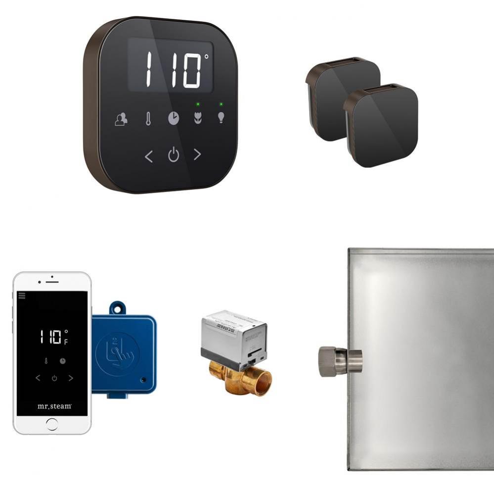 AirButler Max Steam Shower Control Package with AirTempo Control and Aroma Glass SteamHead in Blac