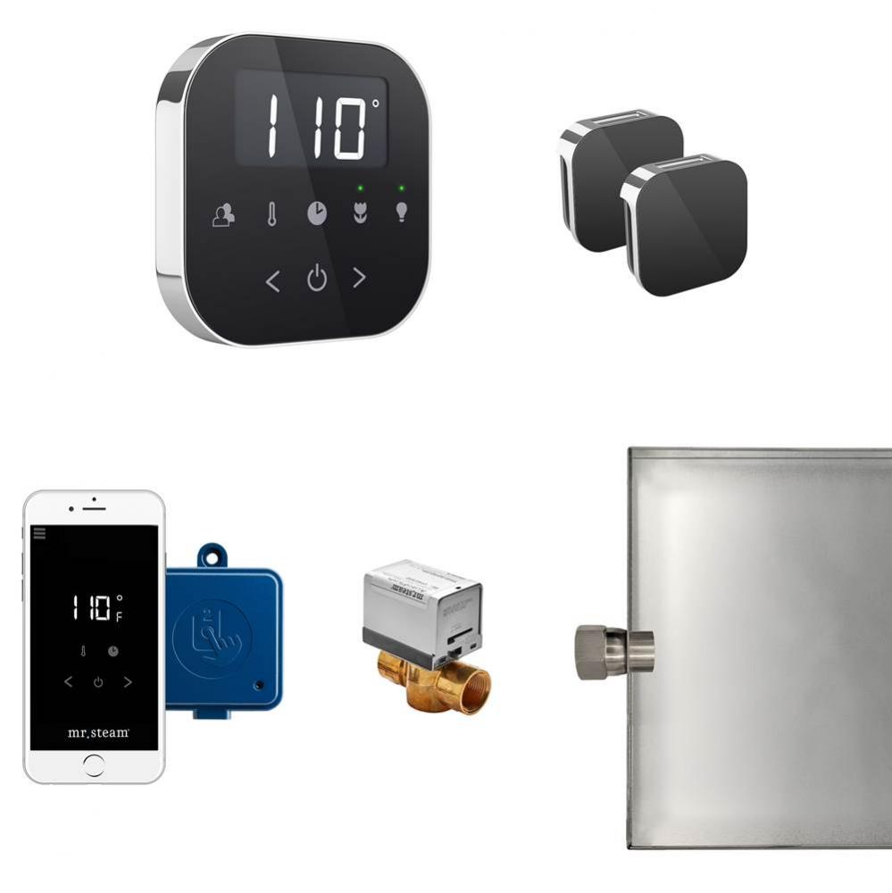 AirButler Max Steam Shower Control Package with AirTempo Control and Aroma Glass SteamHead in Blac