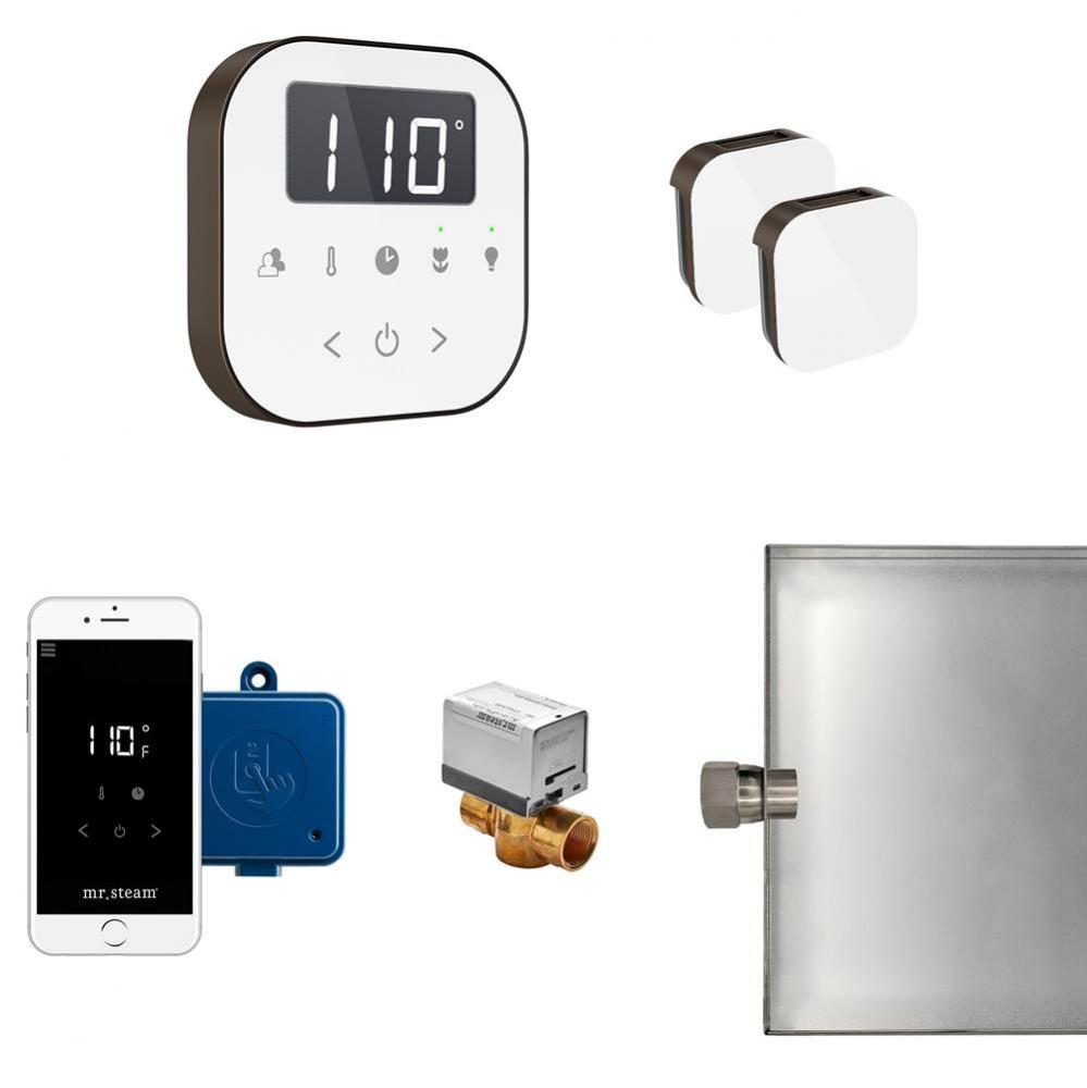 AirButler Max Steam Shower Control Package with AirTempo Control and Aroma Glass SteamHead in Whit