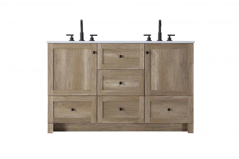 Vanity Cabinet 5Dw 2Dr 54&#34;x19&#34;x34&#34; Natural Oak