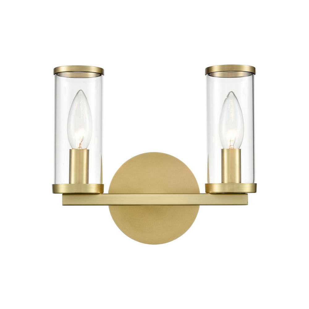 Revolve Clear Glass/Natural Brass 2 Lights Wall/Vanity