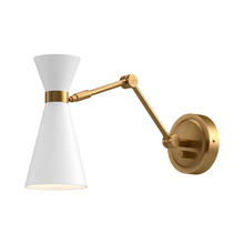 ALORA  WV574524WHAG - Blake 5-in Aged Gold/White 1 Light Wall/Vanity