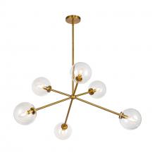 ALORA  CH549640AGCL - Cassia 40-in Aged Brass/Clear Glass 6 Lights Chandelier