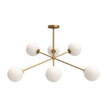 ALORA  CH549640AGOP - Cassia 40-in Aged Gold/Opal Matte Glass 6 Lights Chandeliers