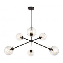 ALORA  CH549640MBCL - Cassia 40-in Matte Black/Clear Glass 6 Lights Chandelier