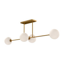 ALORA  LP549448AGOP - Cassia 48-in Aged Gold/Opal Matte Glass 4 Lights Linear Pendant