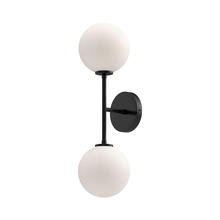 ALORA  WV549220MBOP - Cassia 6-in Matte Black/Opal Matte Glass 2 Lights Wall/Vanity