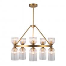 ALORA  CH442626BGCR - Nelly 26-in Brushed Gold/Clear Ribbed Glass Socket Chandelier