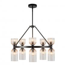 ALORA  CH442626MBCR - Nelly 26-in Matte Black/Clear Ribbed Glass Socket Chandelier