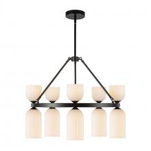 ALORA  CH442626MBGR - Nelly 26-in Matte Black/Glossy Ribbed Opal Glass Socket Chandelier