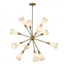 ALORA  CH462039BGGR - Cosmo 39-in Brushed Gold/Glossy Ribbed Opal Glass Socket Chandelier