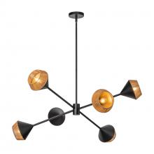 ALORA  CH633638MBBR - Daphne 38-in Matte Black/Brown Cotton Rope 6 Lights Chandelier