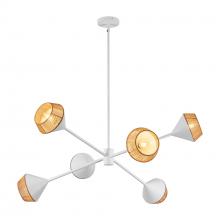 ALORA  CH633638WHBR - Daphne 38-in White/Brown Cotton Rope 6 Lights Chandelier