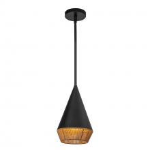 ALORA  PD633107MBBR - Daphne 7-in Matte Black/Brown Cotton Rope 1 Light Pendant