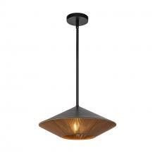 ALORA  PD633215MBBR - Daphne 15-in Matte Black/Brown Cotton Rope 1 Light Pendant