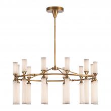 ALORA  CH348038VBFR - Edwin 38-in Vintage Brass/Frosted Ribbed Glass LED Chandeliers