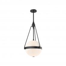 ALORA  PD406414MBGO - Harmony 14-in Matte Black/Glossy Opal Glass 3 Lights Pendant