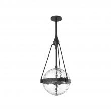 ALORA  PD406414MBWC - Harmony 14-in Matte Black/Clear Water Glass 3 Lights Pendant