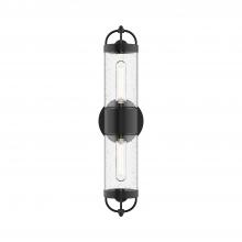 ALORA  EW461102BKCB - Lancaster 5-in Clear Bubble Glass/Textured Black 2 Lights Exterior Wall Sconce