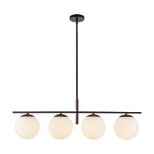 ALORA  LP421437MBOP - Zuri 37-in Matte Black/Opal Glass Socket Linear Pendant