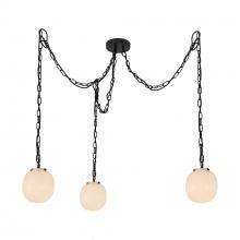 ALORA  MP579707MBGR - Cherise 7-in Matte Black/Glossy Ribbed Opal Glass Socket Multi Pendant