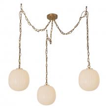 ALORA  MP579712BGGR - Cherise 12-in Brushed Gold/Glossy Ribbed Opal Glass Socket Multi Pendant