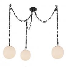 ALORA  MP579712MBGR - Cherise 12-in Matte Black/Glossy Ribbed Opal Glass Socket Multi Pendant