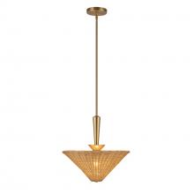 ALORA  PD497016BGRA - Bridgette 16-in Brushed Gold/Rattan Socket Pendant