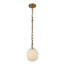 ALORA  PD579107BGGR - Cherise 7-in Brushed Gold/Glossy Ribbed Opal Glass Socket Pendant