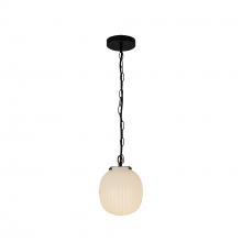 ALORA  PD579107MBGR - Cherise 7-in Matte Black/Glossy Ribbed Opal Glass Socket Pendant