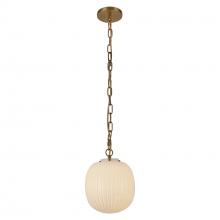 ALORA  PD579112BGGR - Cherise 12-in Brushed Gold/Glossy Ribbed Opal Glass Socket Pendant