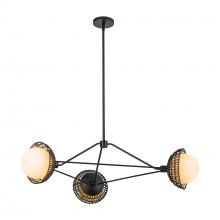 ALORA  CH490340MBOP - Perth 40-in Matte Black/Opal Glass 3 Lights Chandelier